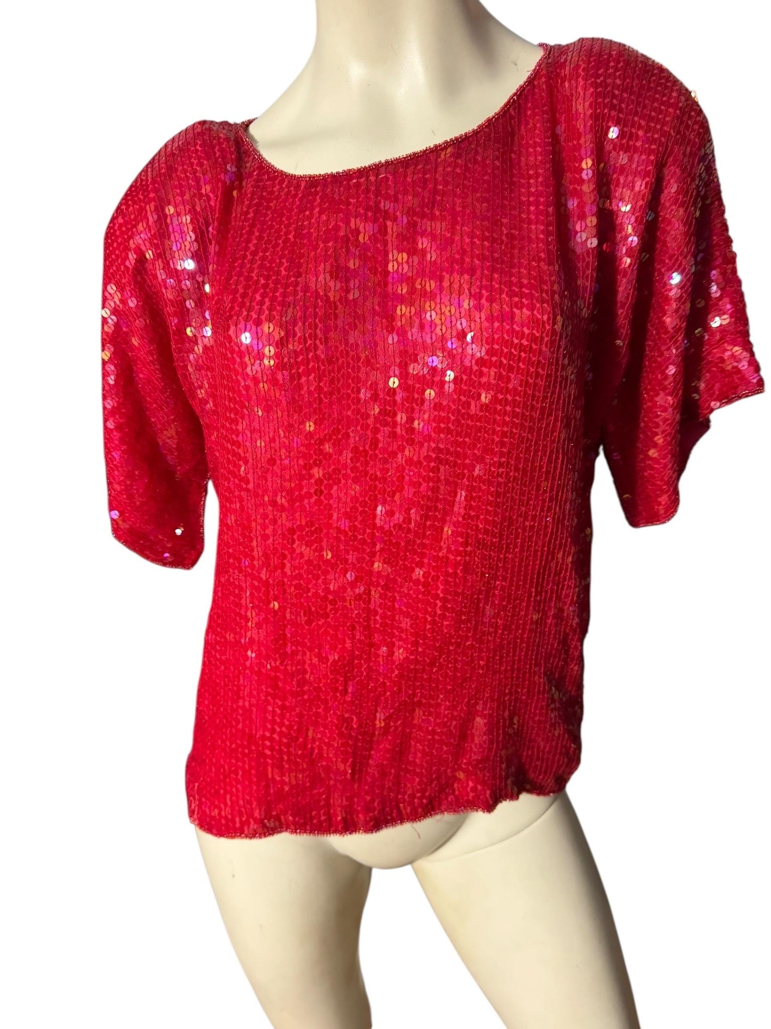 Vintage 80's red sequin top L Joseph Le Bon