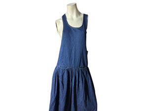 Vintage 80's blue jean jumper dress M Pinot Noir