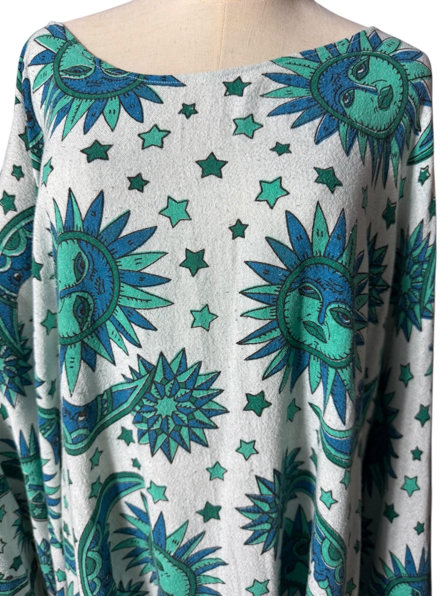 Vintage angel wing sleeve caftan dress XL boho