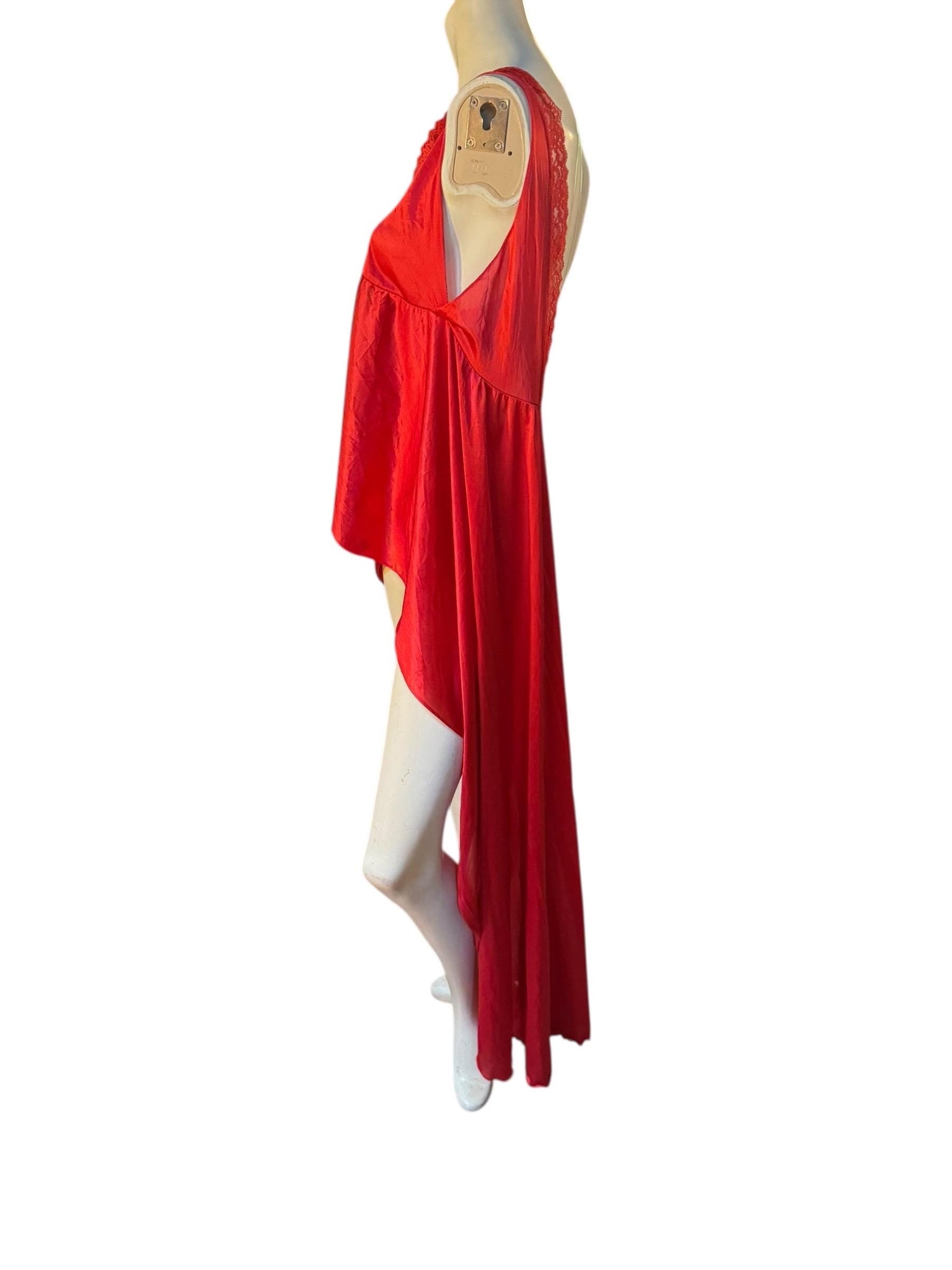 Vintage 70's red nightgown lingerie top S Shirley of Hollywood
