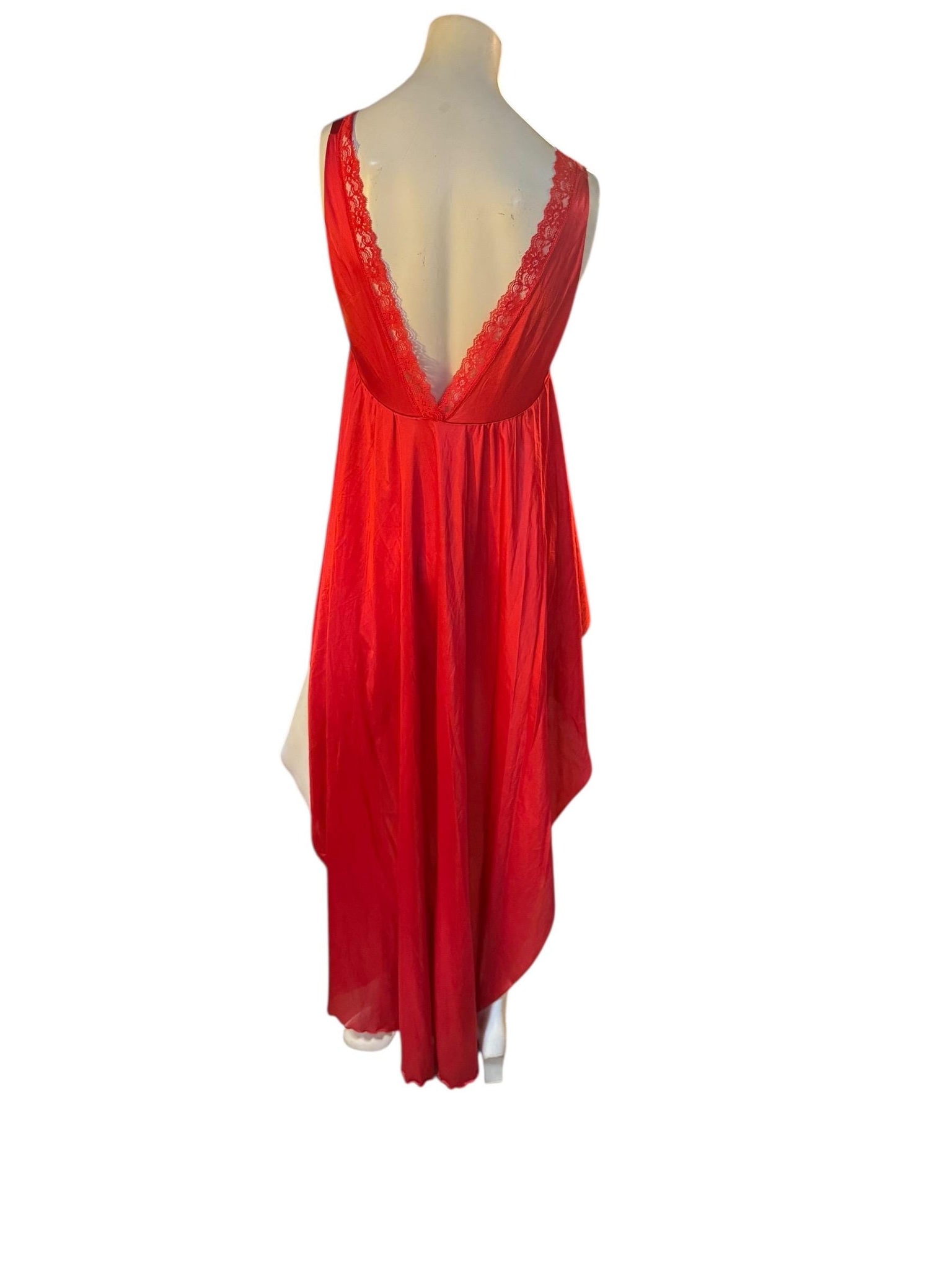 Vintage 70's red nightgown lingerie top S Shirley of Hollywood