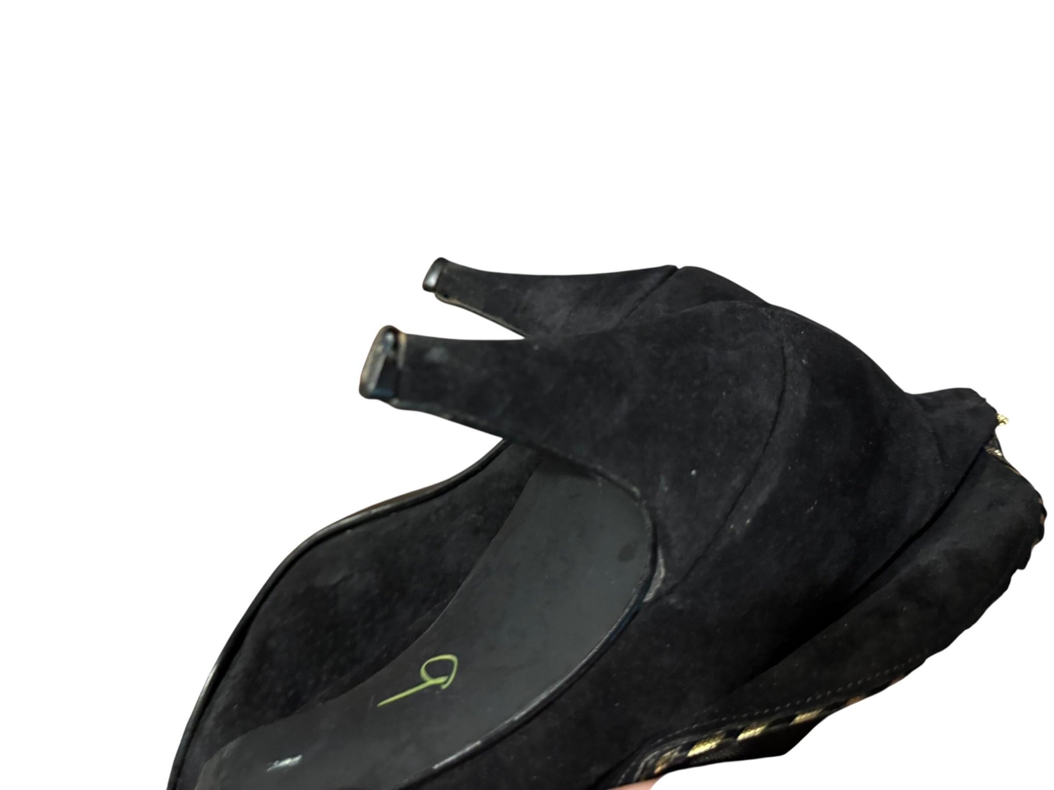 Vintage 80's black & gold suede pixie boots 10 N