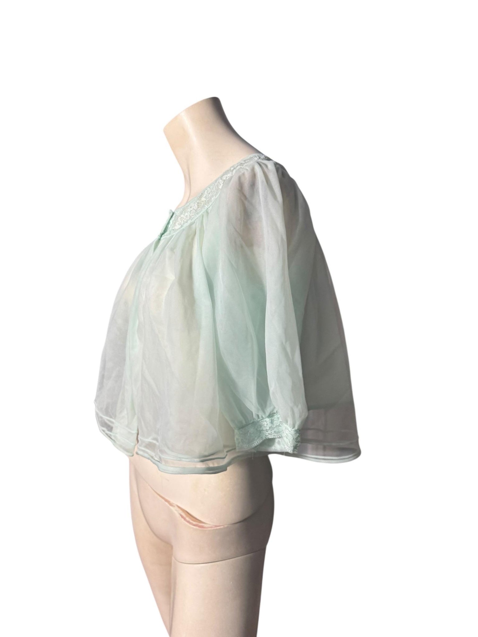 Vintage 60's turquoise bed jacket M Shadowline