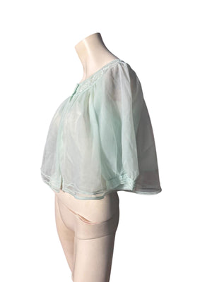 Vintage 60's turquoise bed jacket M Shadowline