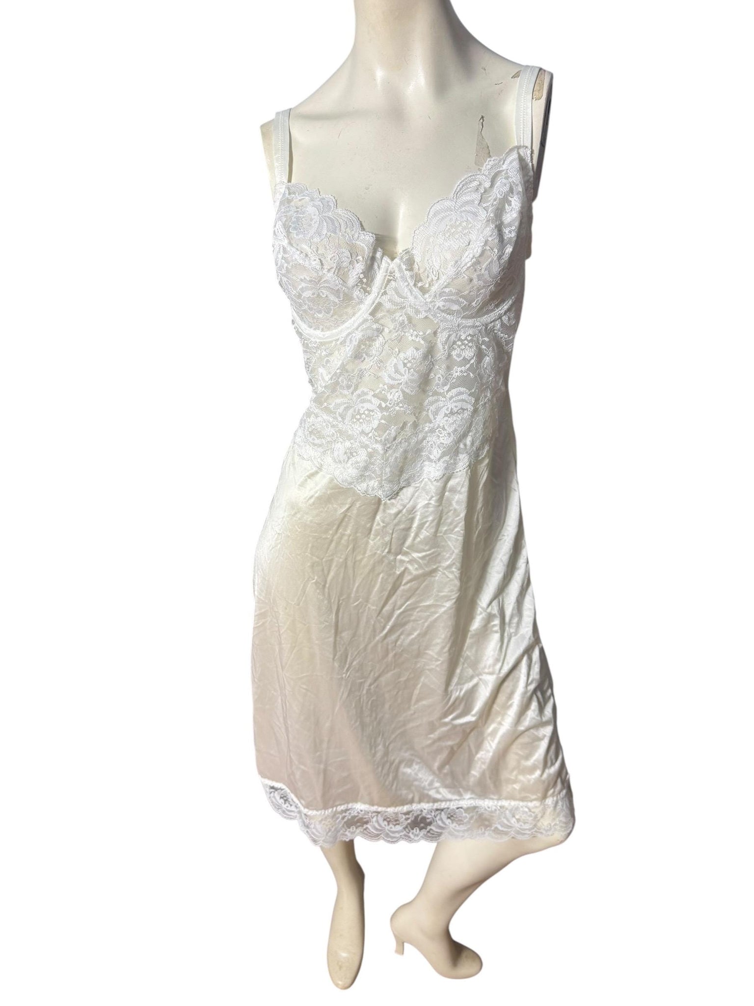 Vintage white bra underwire slip lingerie 36C