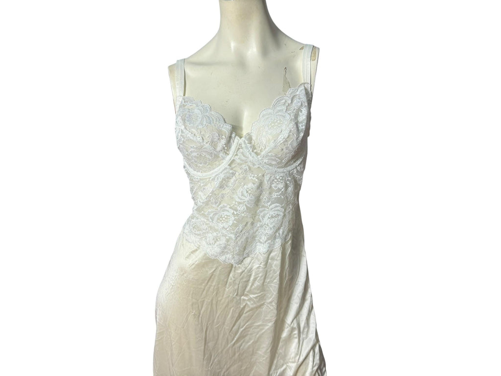 Vintage white bra underwire slip lingerie 36C