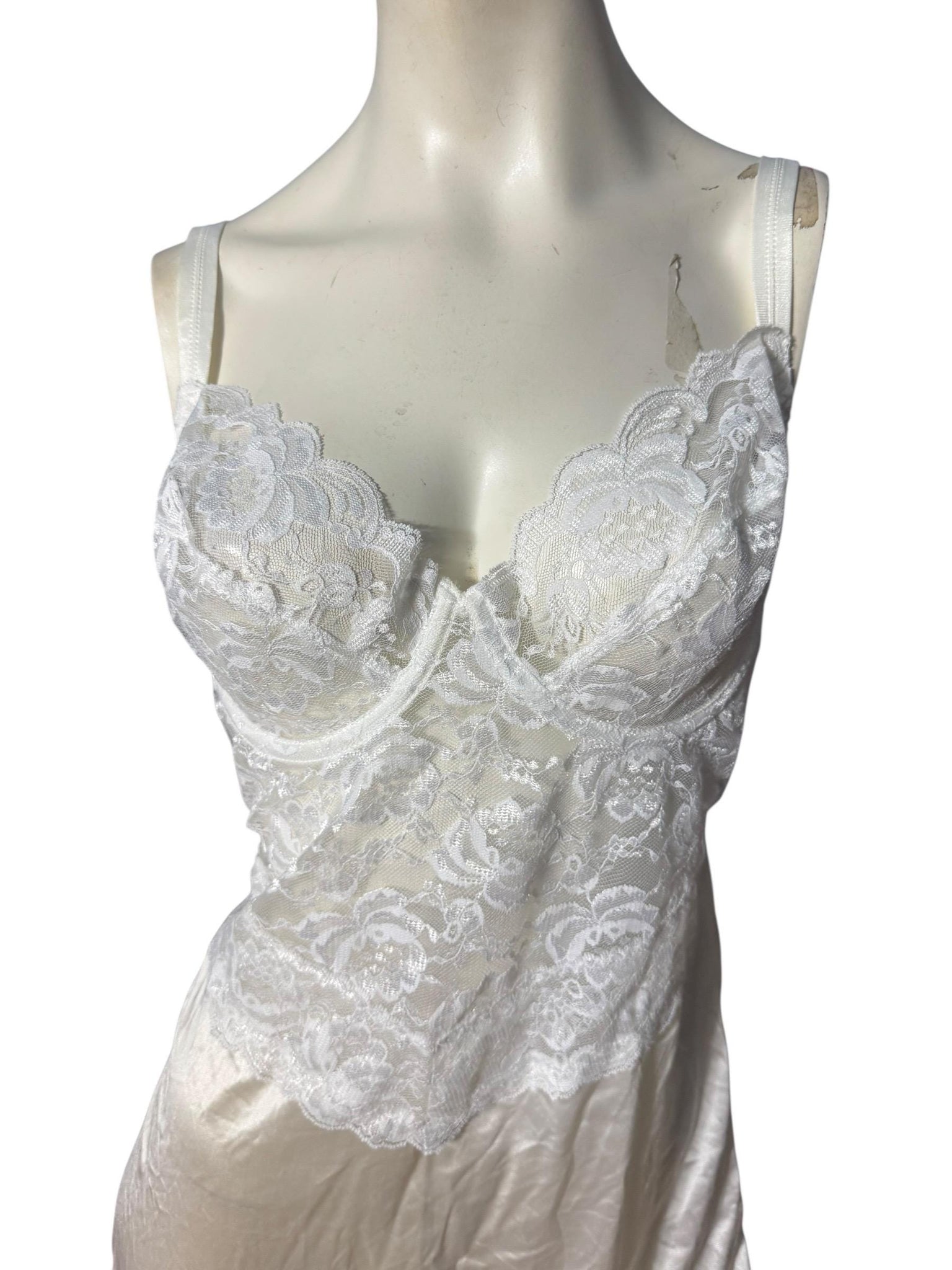 Vintage white bra underwire slip lingerie 36C