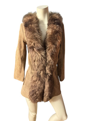 Vintage 70’s penny lane coat fur collar 10 S M