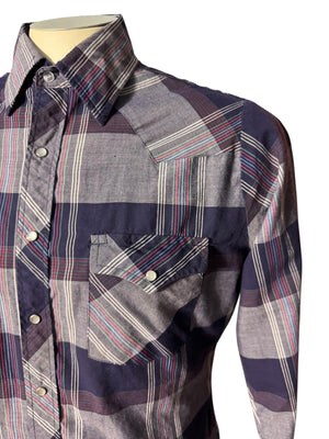 Vintage western cowboy shirt Youngbloods M black plaid