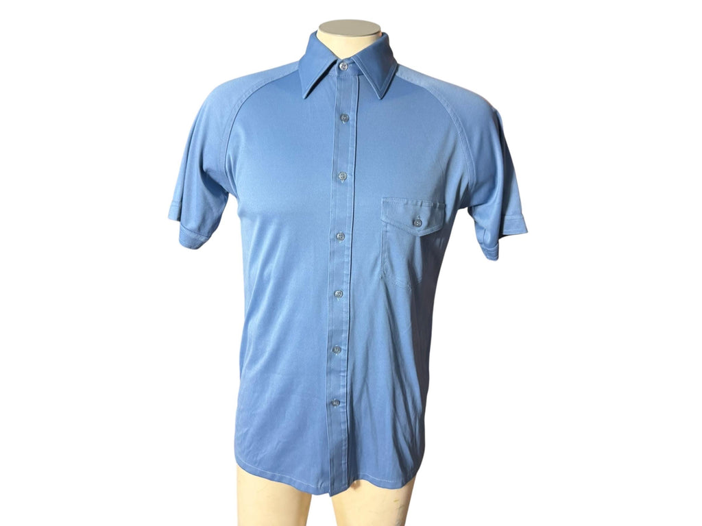 Vintage 70's blue butterfly collar shirt M Sportswear