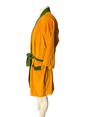 Vintage 70’s men’s mustard & green robe one size Hamshire House