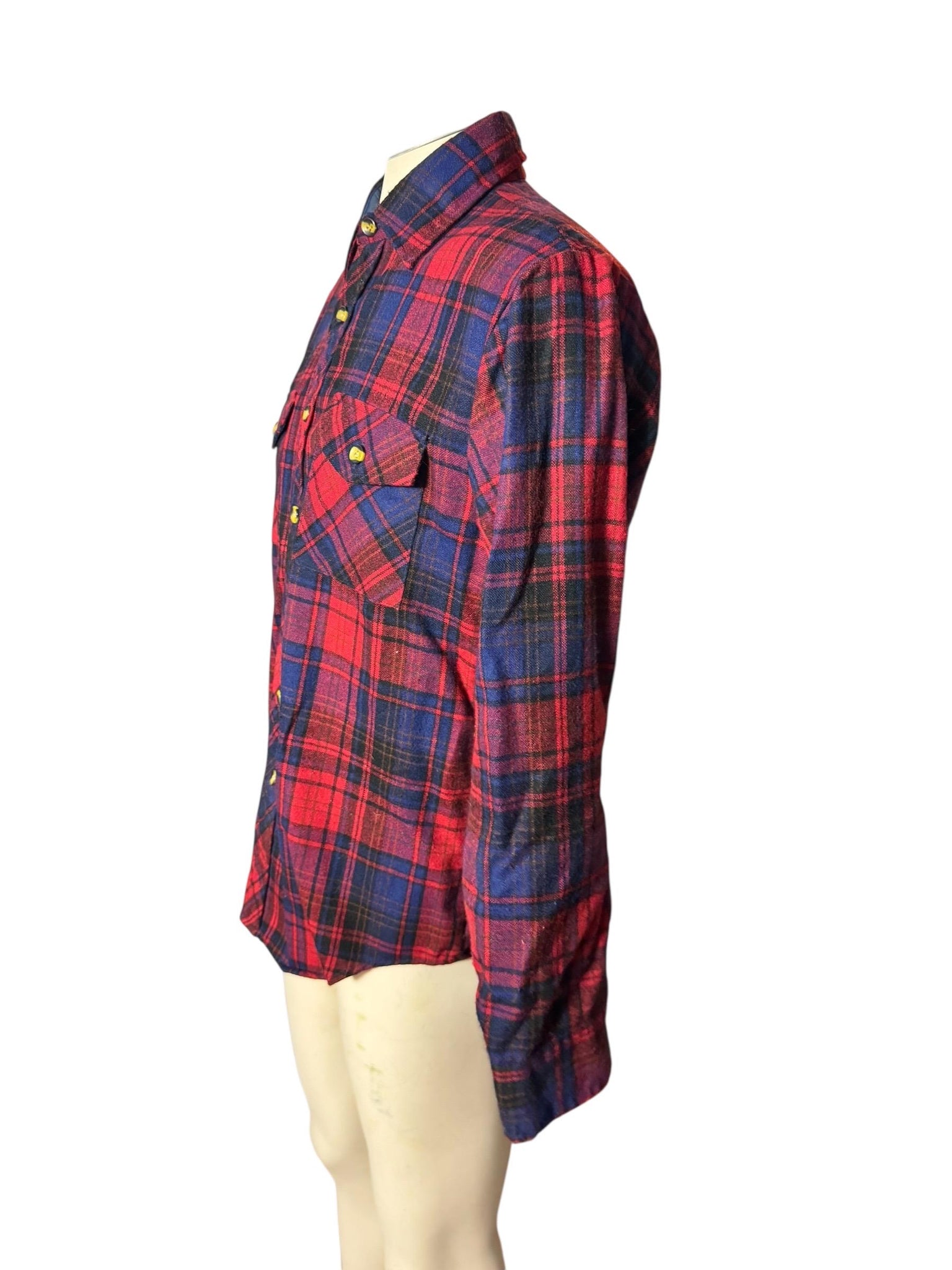 Vintage 80's red blue flannel men's shirt M Sears