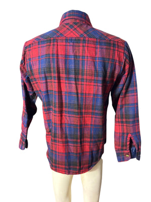Vintage 80's red blue flannel men's shirt M Sears