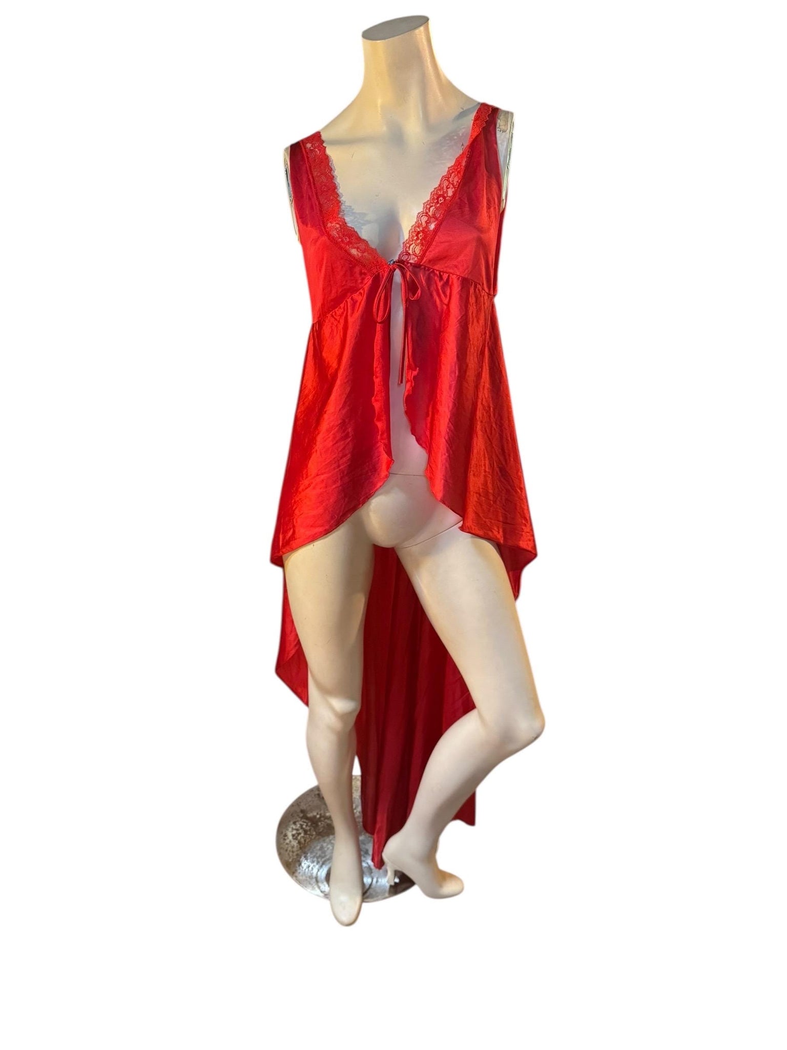 Vintage 70's red nightgown lingerie top S Shirley of Hollywood