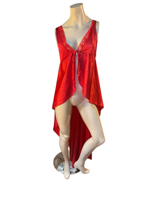 Vintage 70's red nightgown lingerie top S Shirley of Hollywood