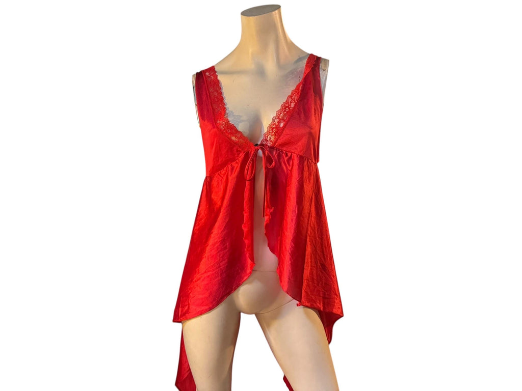 Vintage 70's red nightgown lingerie top S Shirley of Hollywood