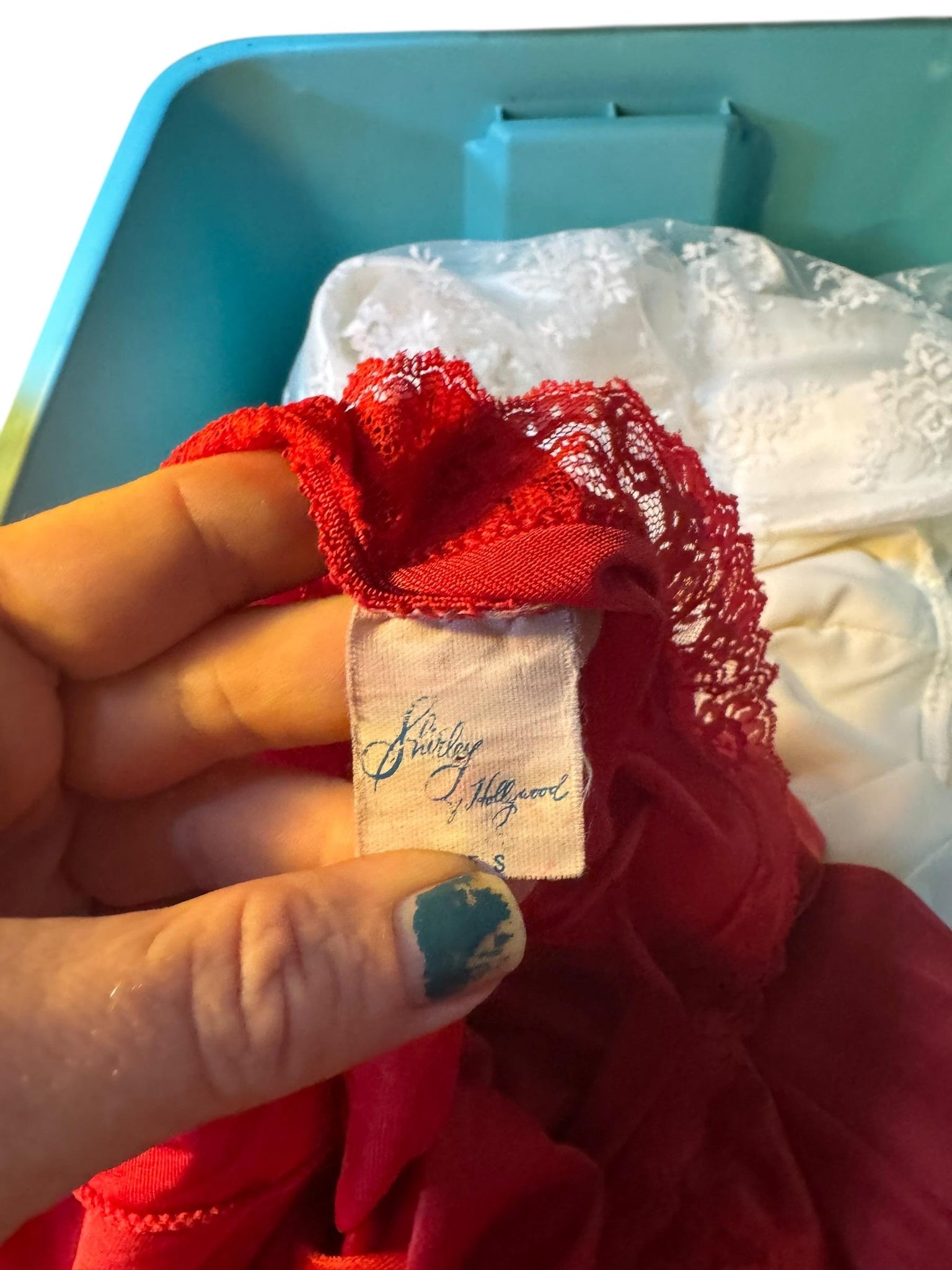 Vintage 70's red nightgown lingerie top S Shirley of Hollywood