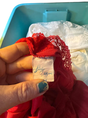 Vintage 70's red nightgown lingerie top S Shirley of Hollywood