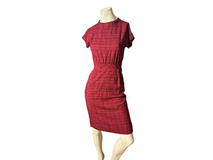 Vintage 50's fitted red & black dress S XS