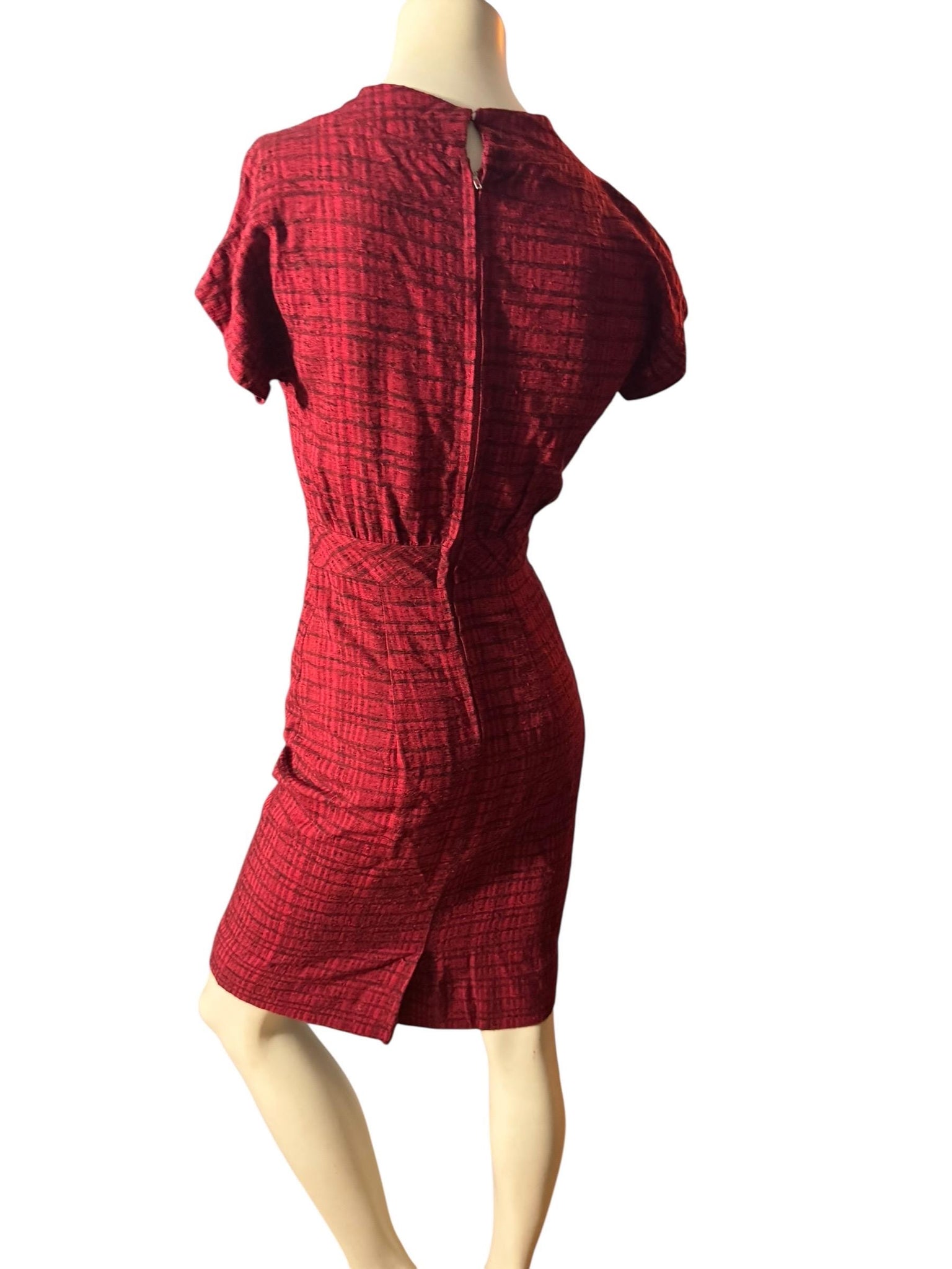 Vintage 50's fitted red & black dress S XS