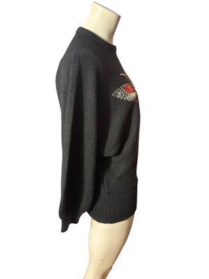 Vintage gold & black 80's sequin sweater M L