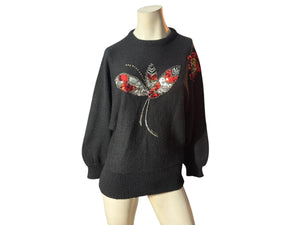 Vintage gold & black 80's sequin sweater M L