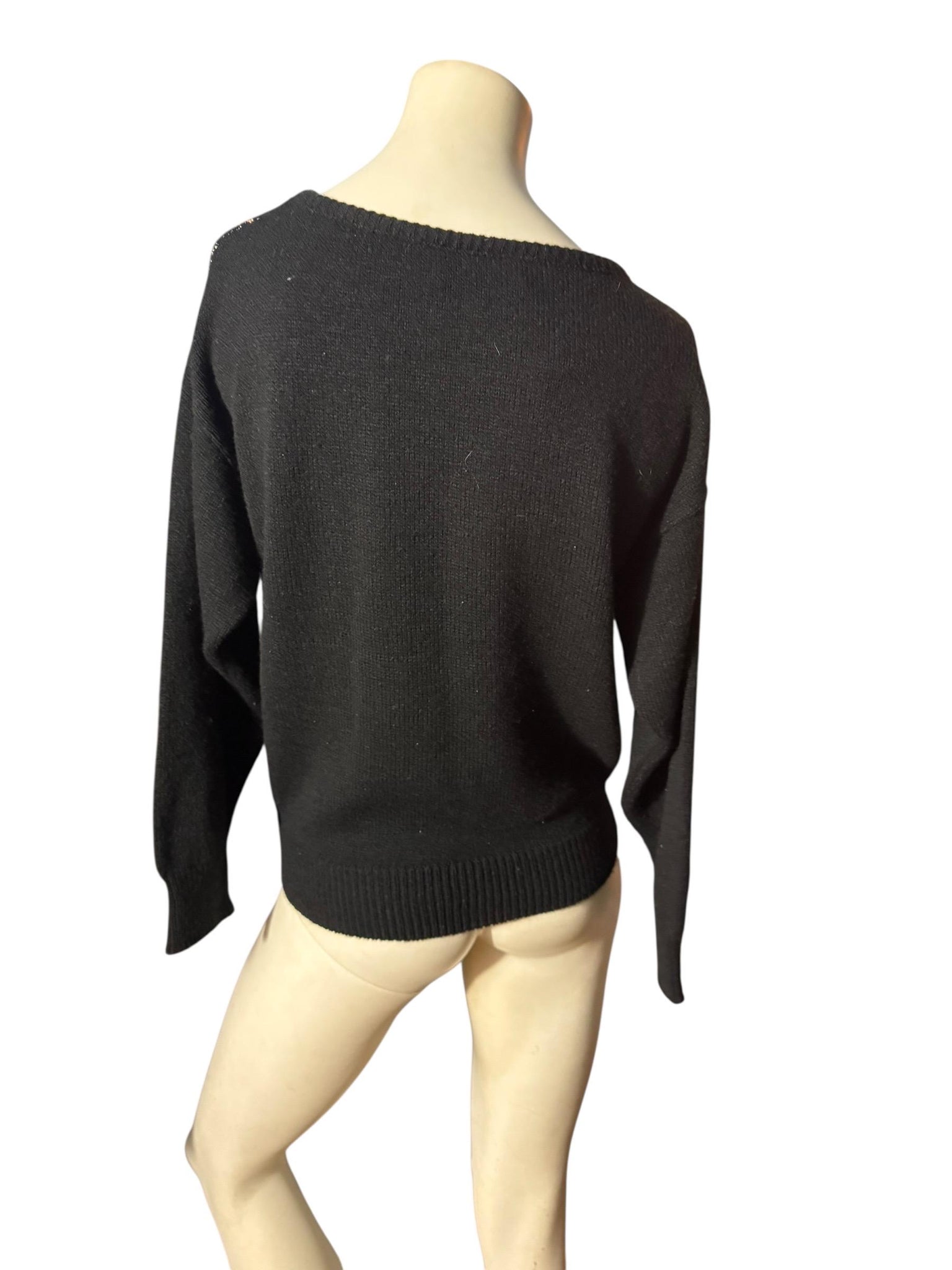 Vintage gold & black 80's sweater S Mademoiselle