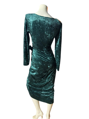 Vintage 80's green velour fitted dress S All That Jazz