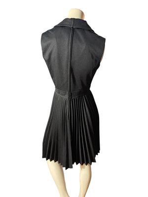 Vintage 70's black pleated dress M 14 Butte Knit