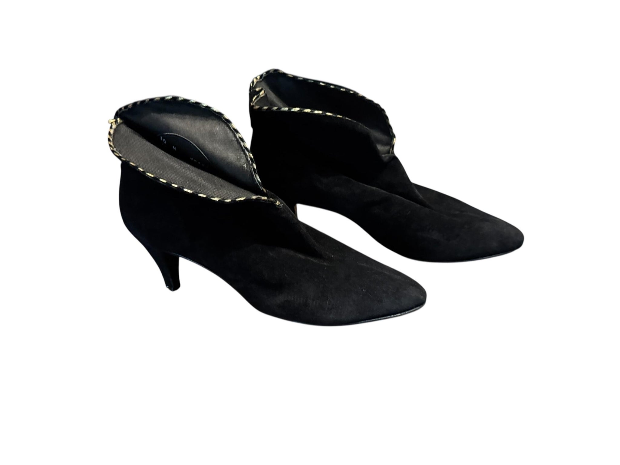 Vintage 80's black & gold suede pixie boots 10 N