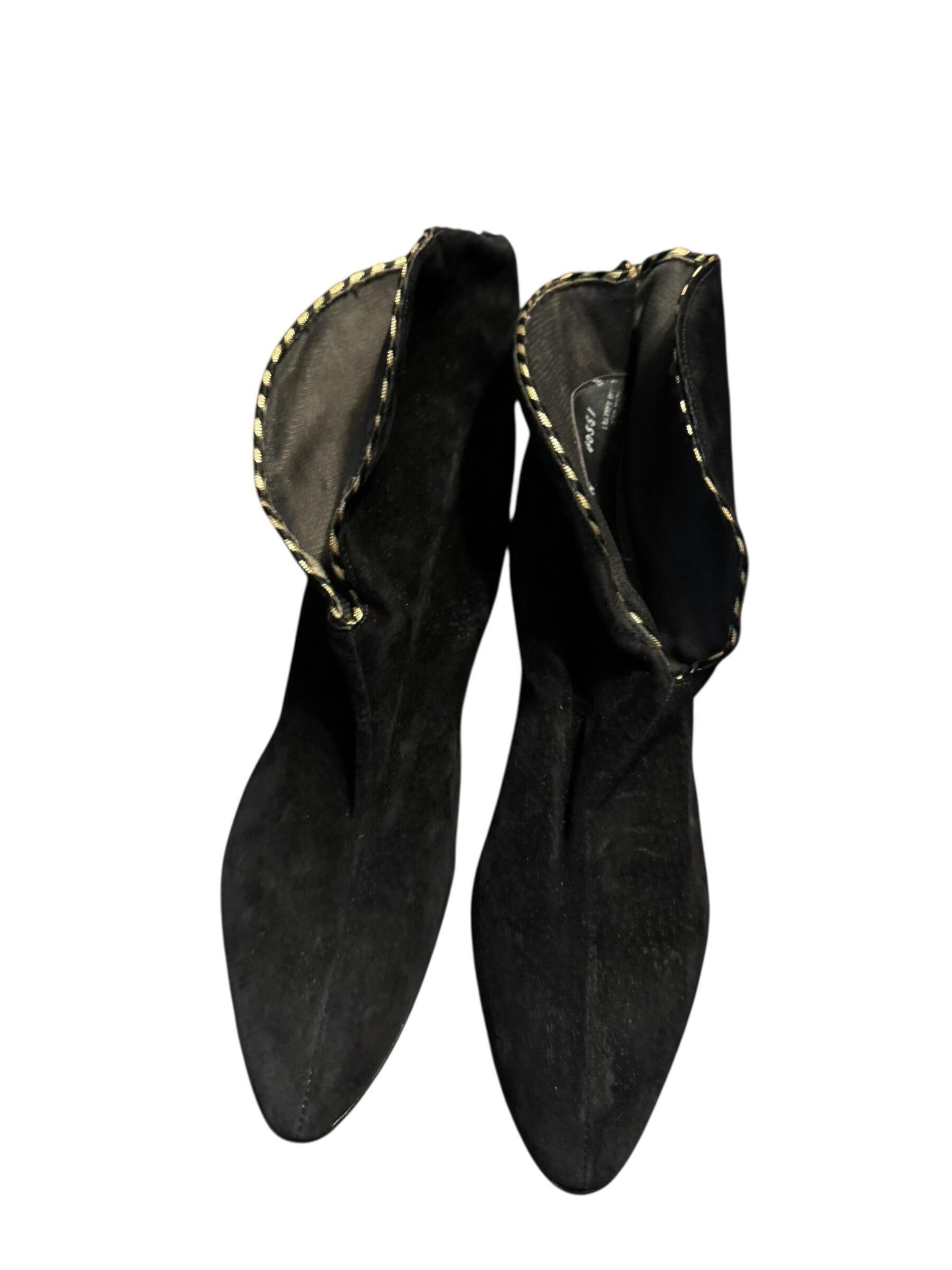 Vintage 80's black & gold suede pixie boots 10 N