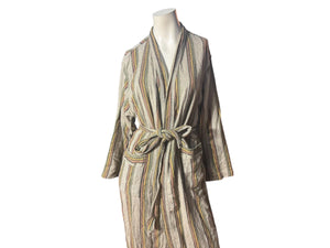 Vintage woven striped brown robe M