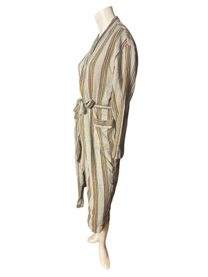 Vintage woven striped brown robe M