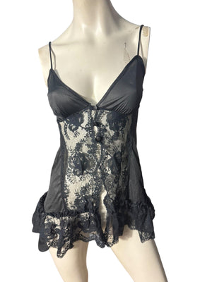 Vintage 70's black Lingerie top S Nancy King