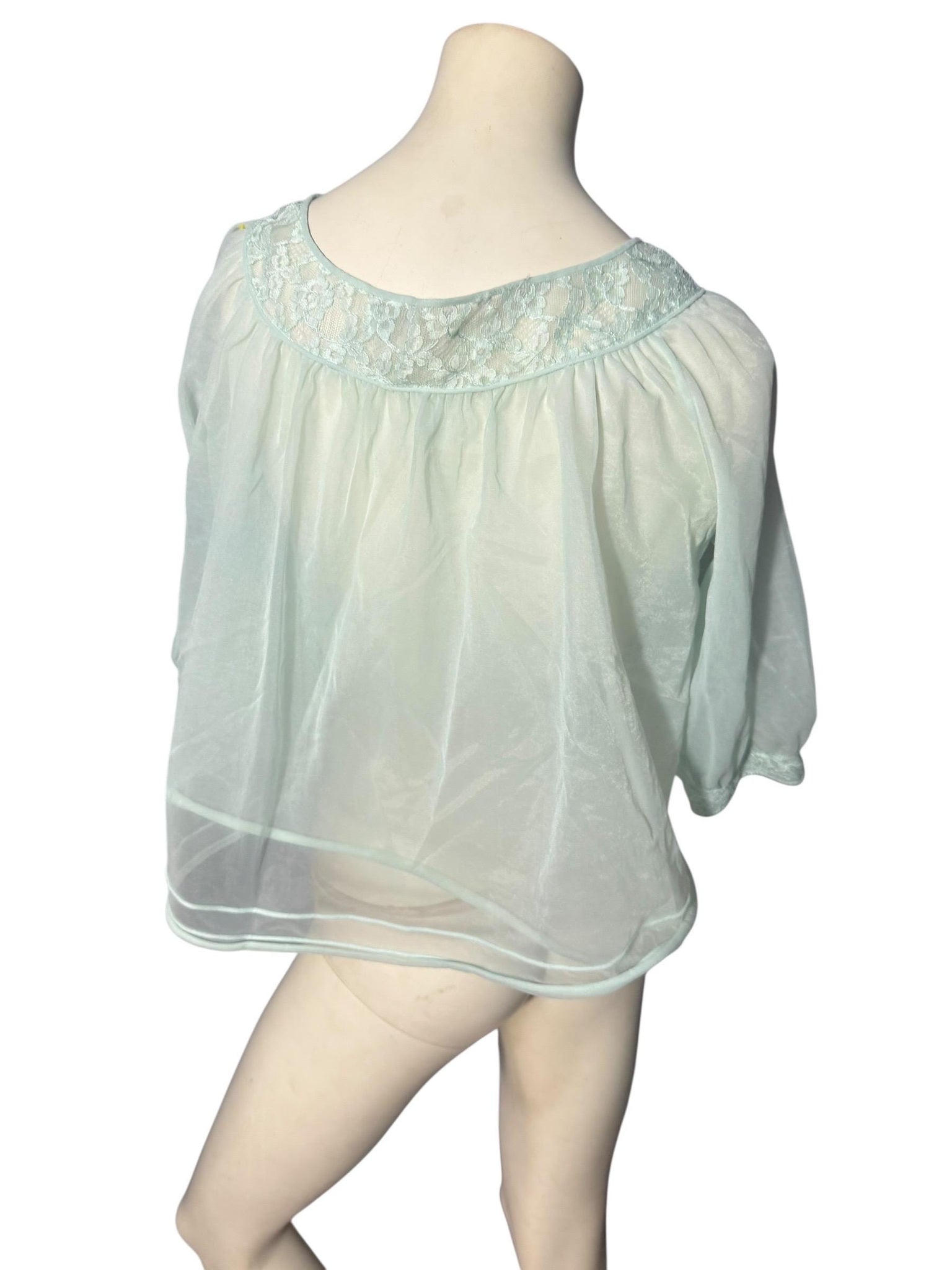 Vintage 60's turquoise bed jacket M Shadowline