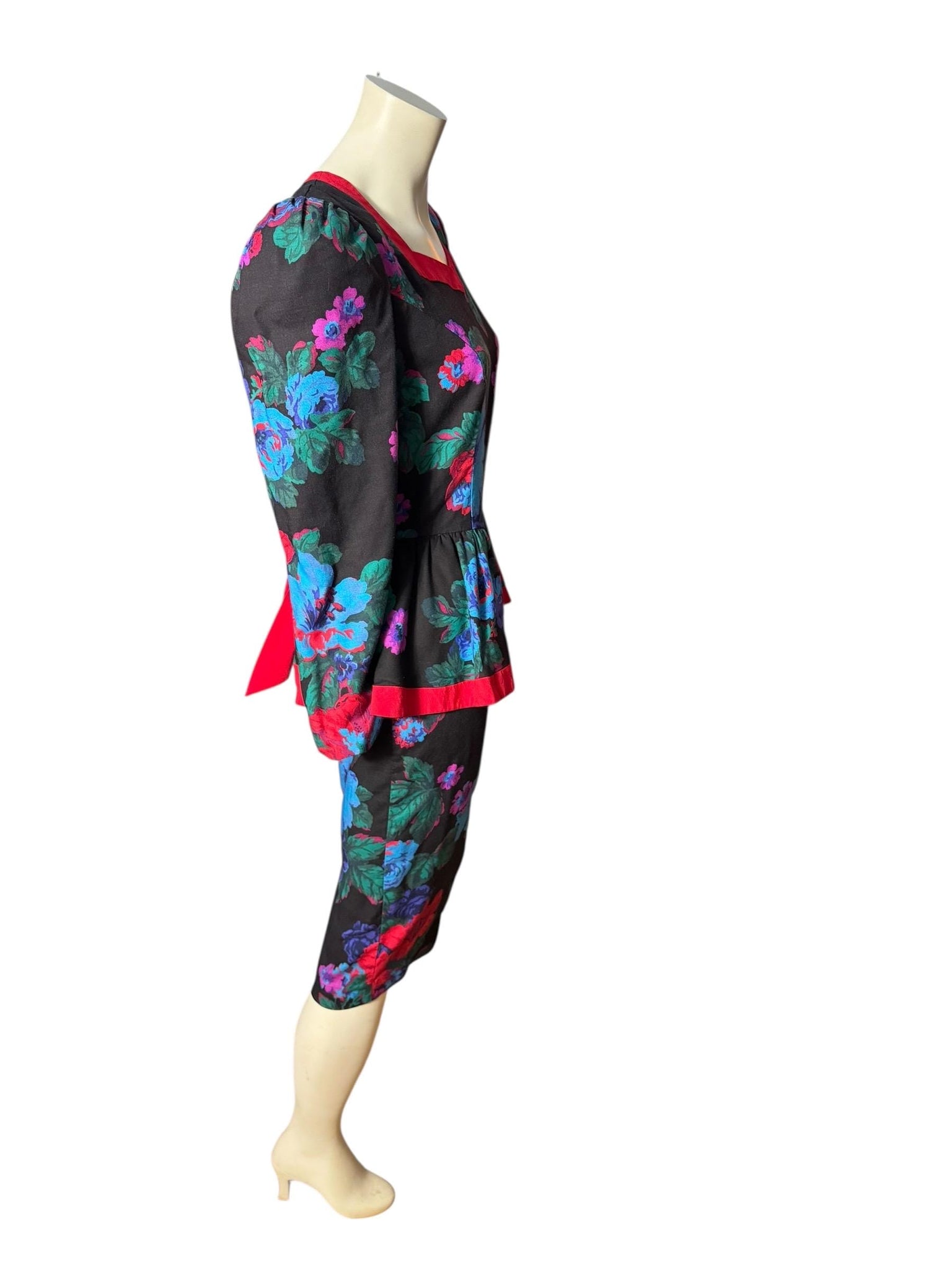 Vintage 80's peplum dress first Focus M