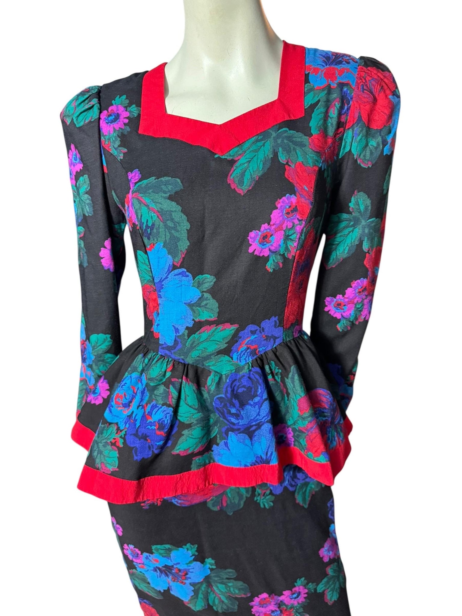 Vintage 80's peplum dress first Focus M
