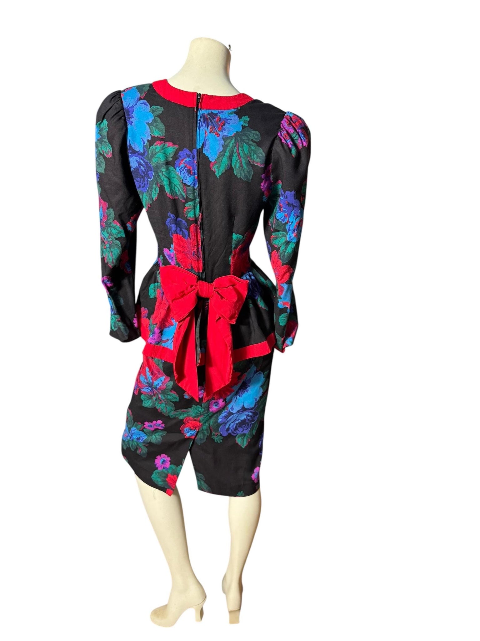 Vintage 80's peplum dress first Focus M