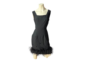 vintage 60's black formal feather dress M