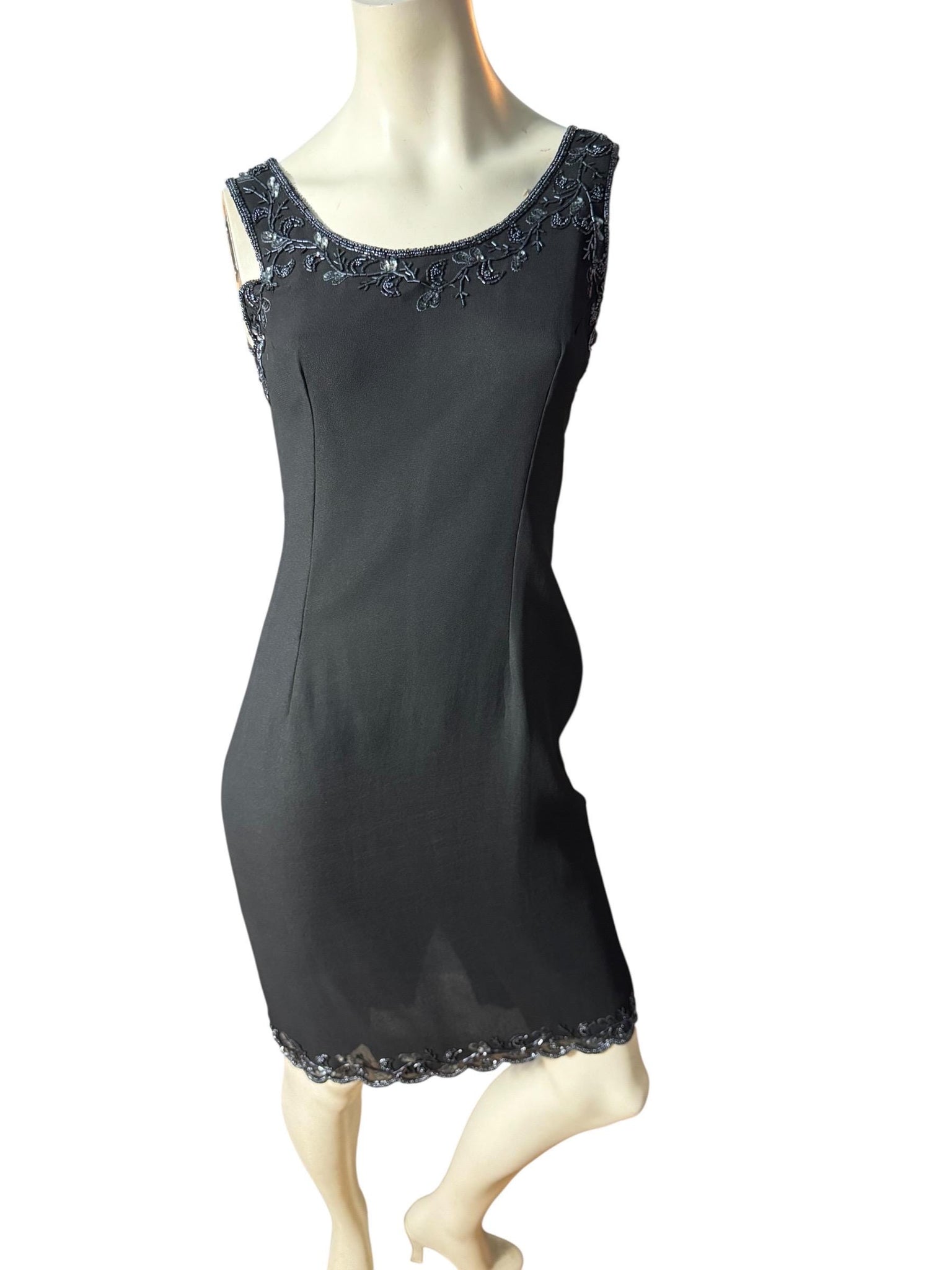 vintage 80's black bead dress w/ jacket S
