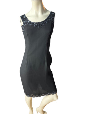 vintage 80's black bead dress w/ jacket S