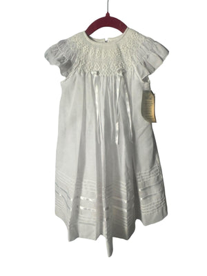 Vintage style white smocked baby dress 12 month Will Beth
