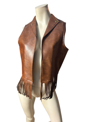 Vintage 1970’s faux leather fringe vest M Lamplighter