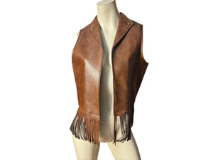 Vintage 1970’s faux leather fringe vest M Lamplighter