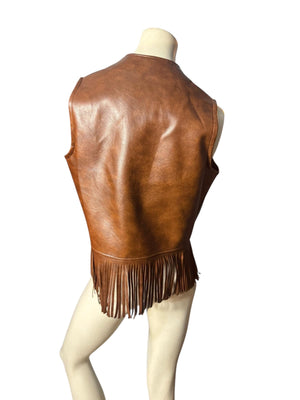 Vintage 1970’s faux leather fringe vest M Lamplighter