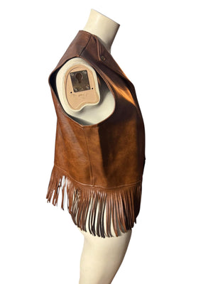 Vintage 1970’s faux leather fringe vest M Lamplighter