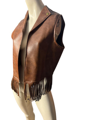 Vintage 1970’s faux leather fringe vest M Lamplighter