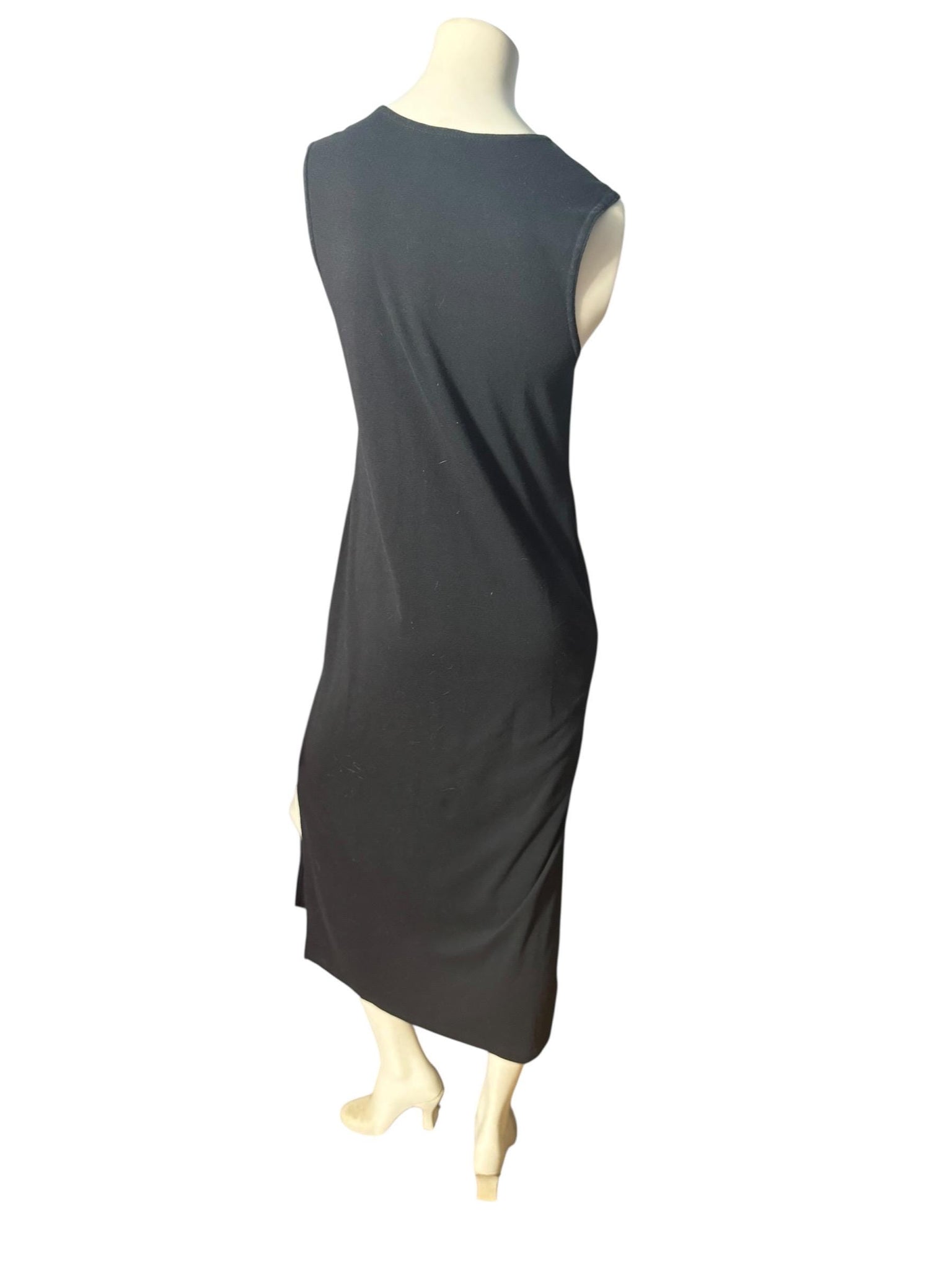 Vintage 80's black knit people dress L 12 California Concepts