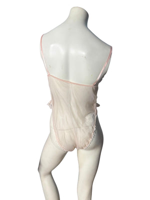 Vintage 80's pink teddy lingerie M Sears