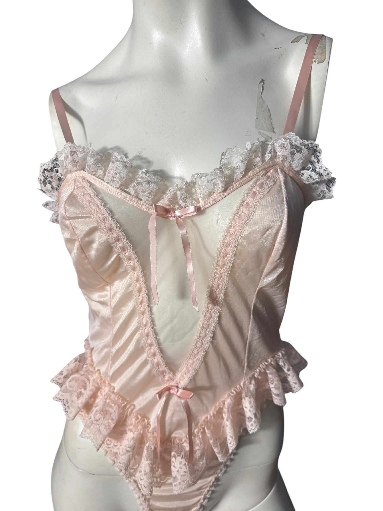 Vintage 80's pink teddy lingerie M Sears